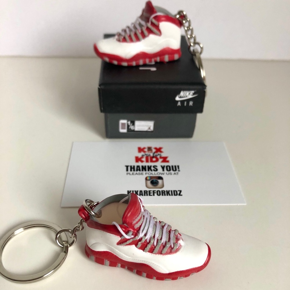 Jordan 10 Red Steel 3D Mini Sneaker Keychain